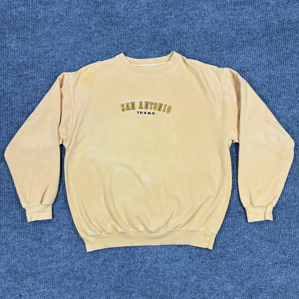 U.S. Vintage San Antonio Texas Crewneck Sweatshirt Mens Large Yellow Graphic